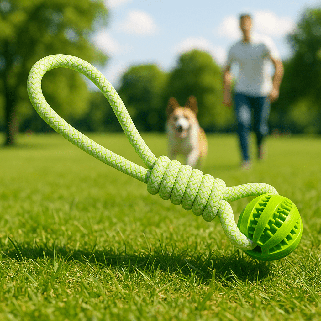 Jouet indestructible pour chien | ComboBalleCorde - Les Plaisirs Canins