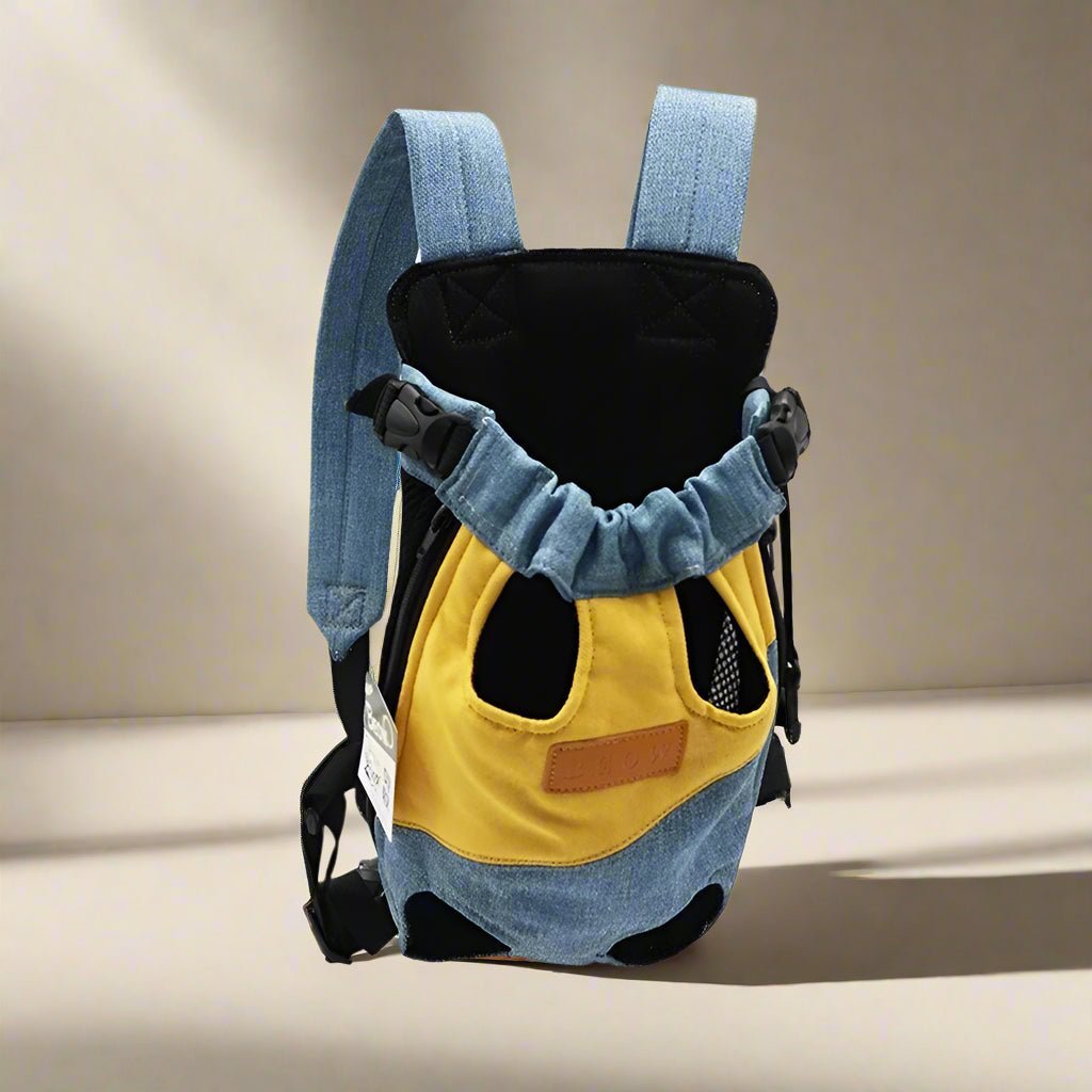 sac de transport chien bleu et jaune