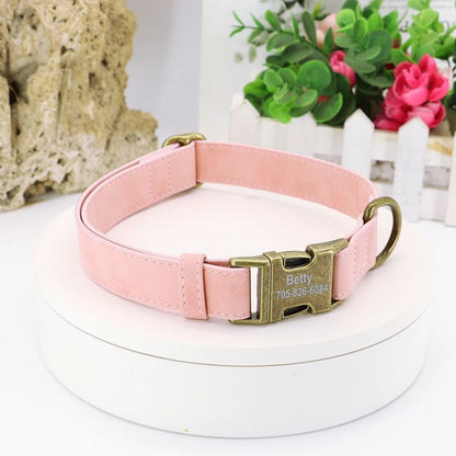 Collier chien personnalisé rose
