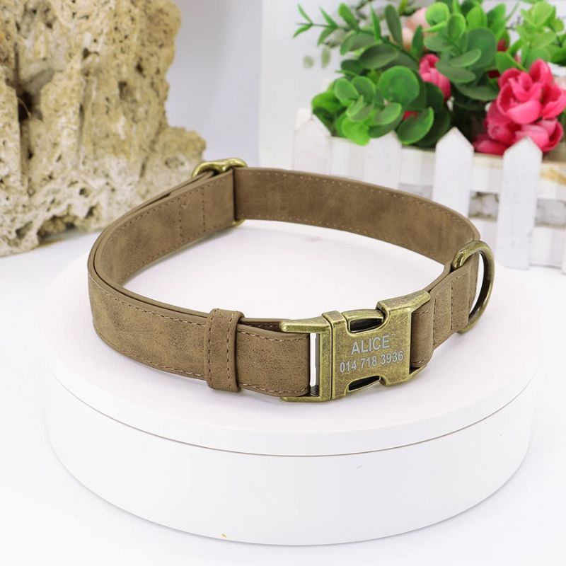 Collier chien personnalisé marron