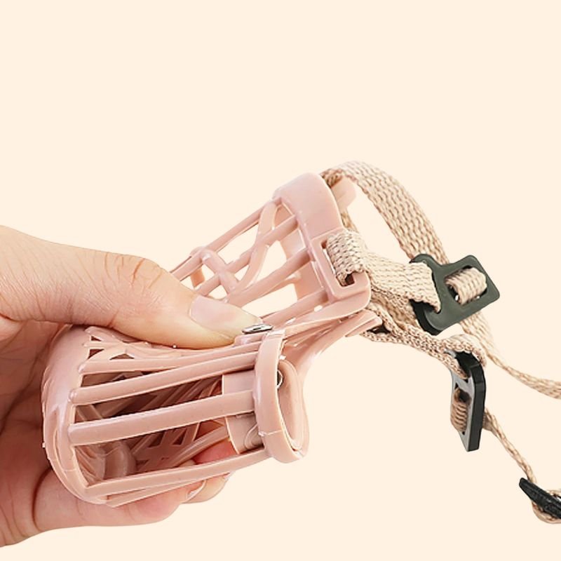 muselière chien en plastique rose