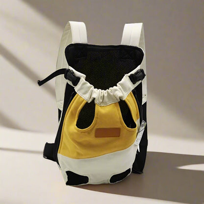 sac de transport chien blanc et jaune