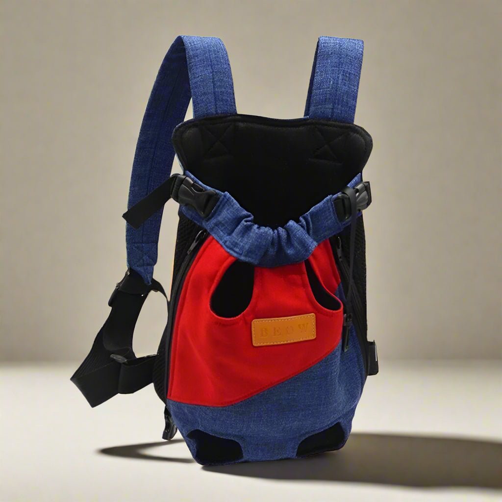sac de transport chien bleu et rouge