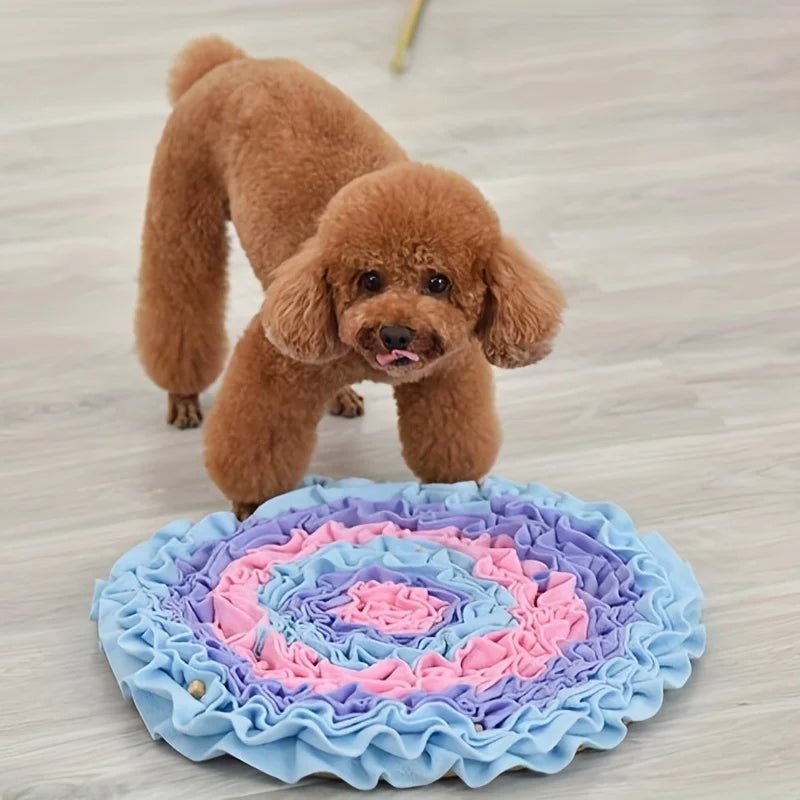caniche-tapis-de-fouille-chien-rond-rose